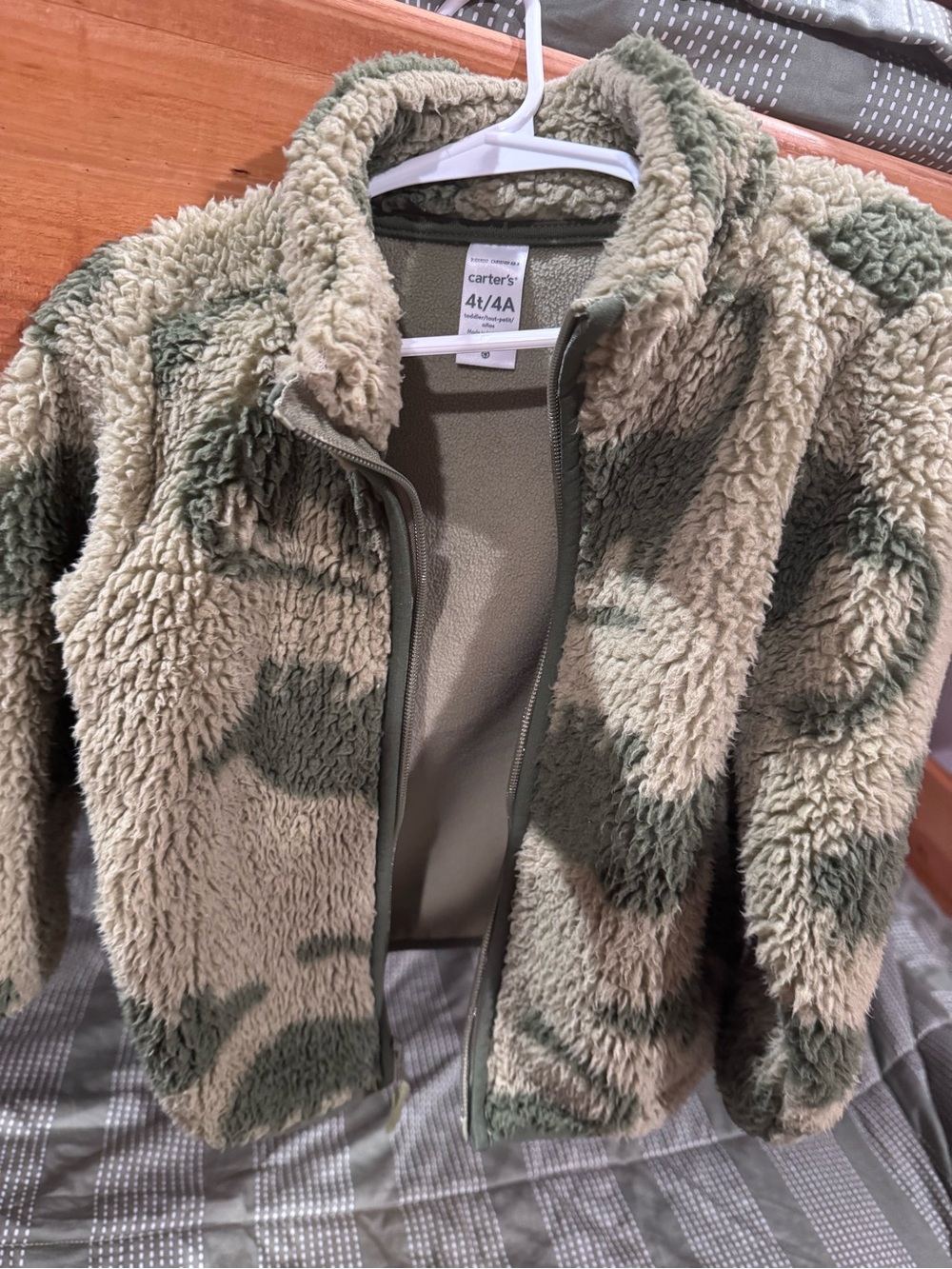 Carter's Olive & Tan Sherpa Camo Dino Kids Jacket